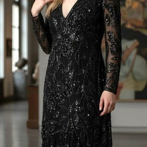 Beaded Black High Neck Cocktail Dress - Etsy
