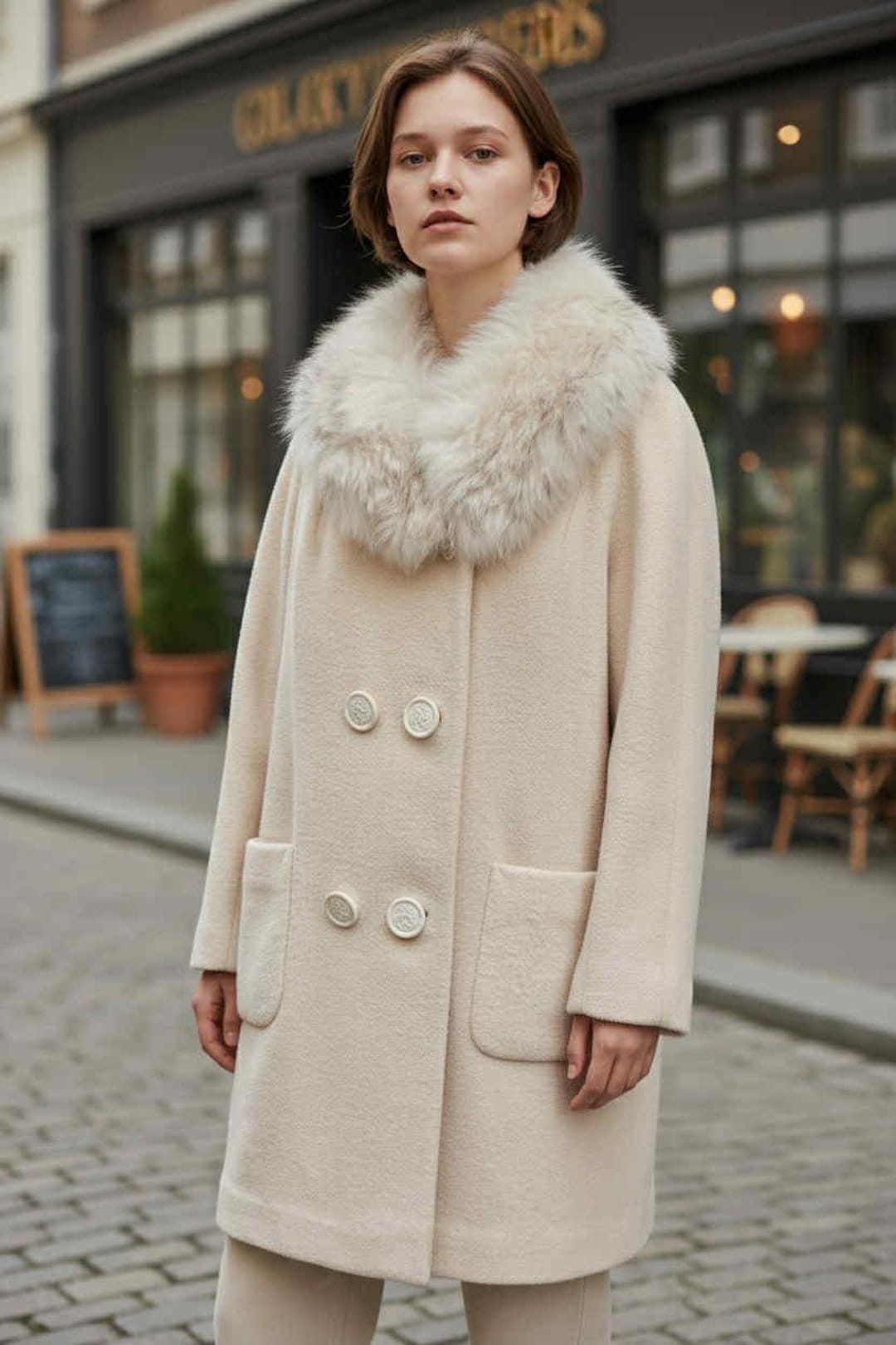 Vintage Madigans Wool Coat Removable Real Fur Collar ILGWU Union