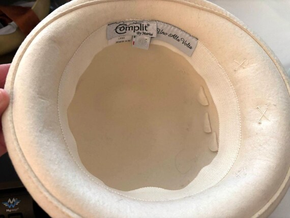 Vtg Complit by Marisa Designer Wool Cream Cloche Hat Adorned 