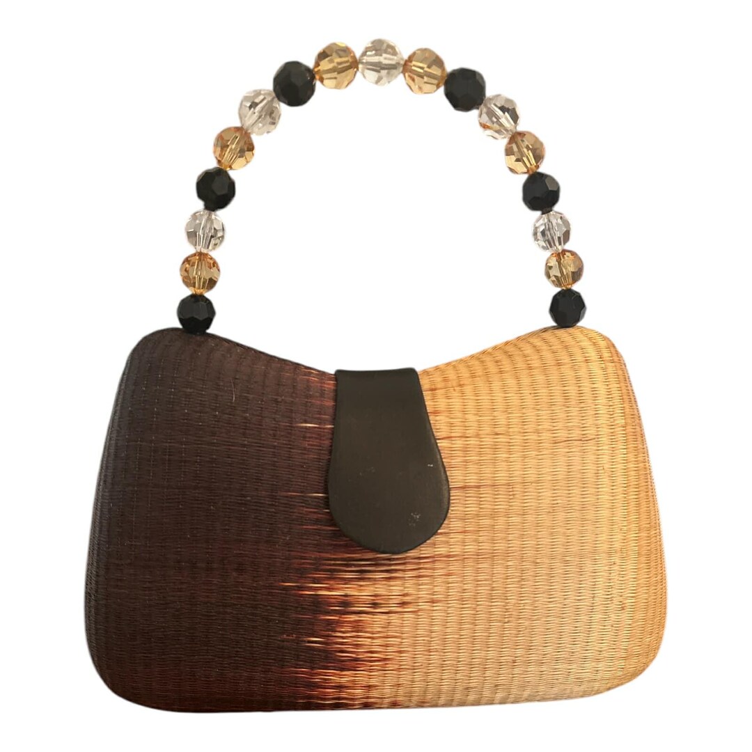 Vintage Le Sak Handmade Handbag Purse Beaded Top Handle Made of