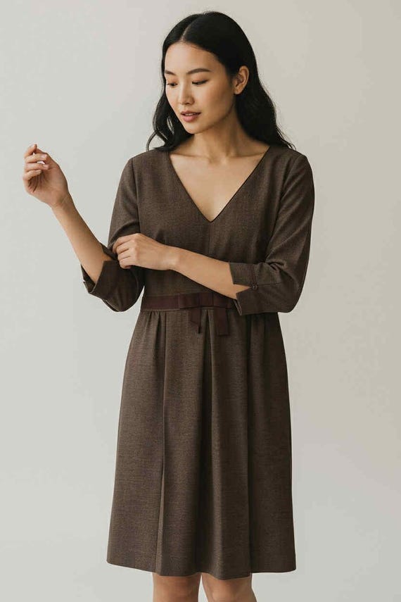 elegant chiffon dresses for wedding guests A-Line Mother of the Bride Dress Wedding Guest Elegant Petite Jewel Neck Knee Length Chiffon Lace 3/4 Length Sleeve with Pleats Sequin