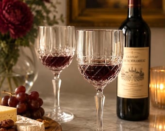 Vintage Waterford Marquis BRADY Crystal Wine Glasses Set of 2 Etched Elegant