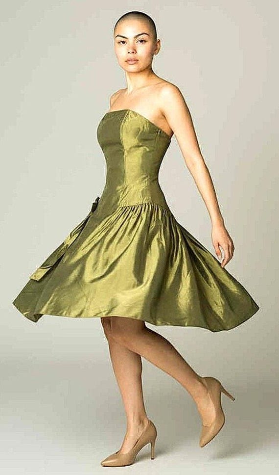 Vintage Jessica Mcclintock Green Taffeta Strapless Party Prom Dress Full  Skirt 8 - Etsy Israel