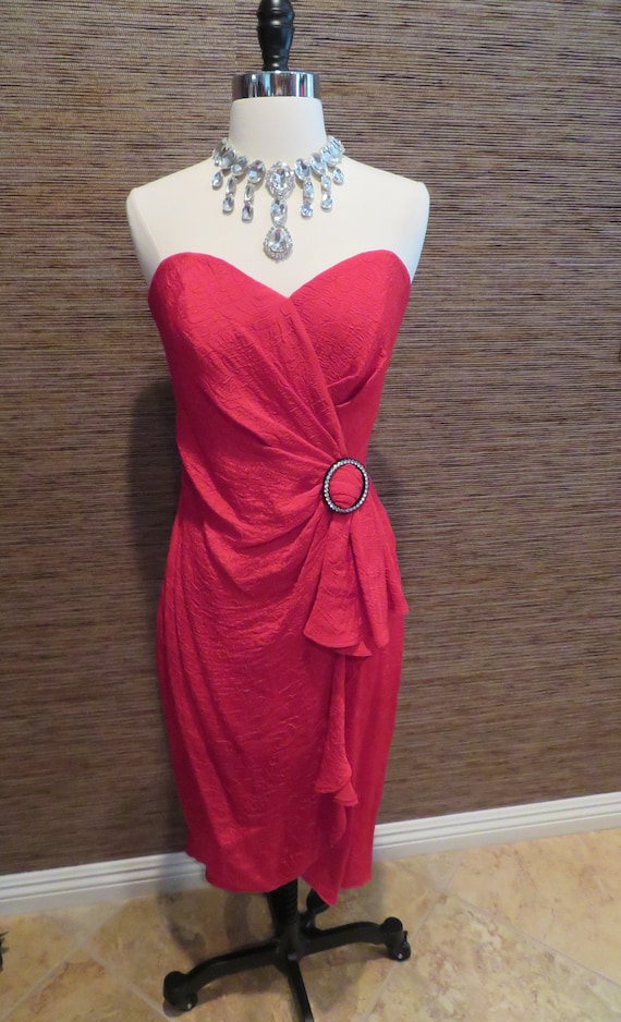 Vintage BB Collections Red Strapless Dress Sz 8