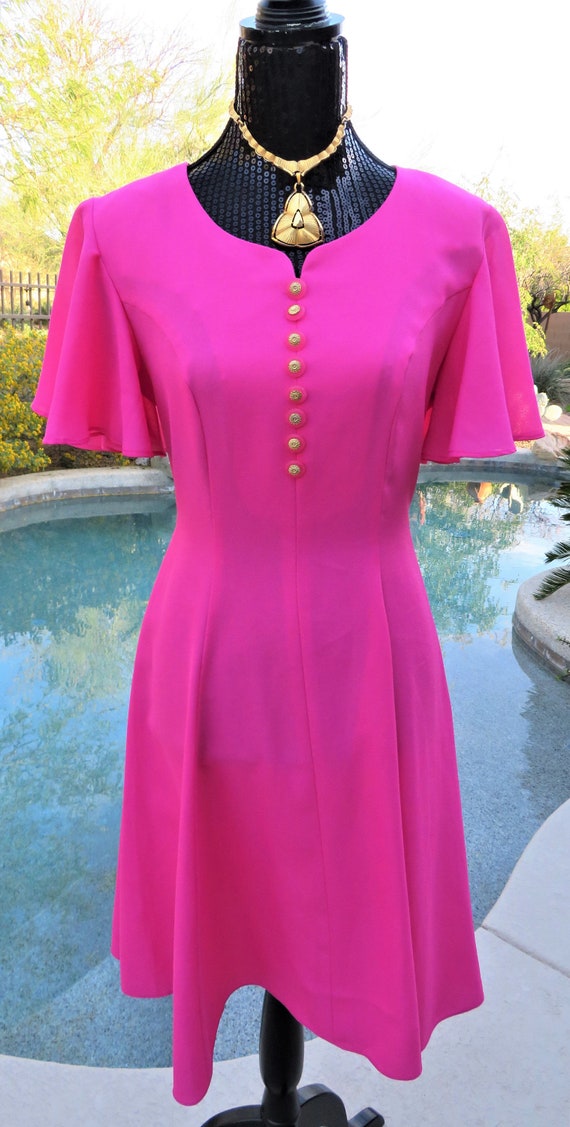 hot pink short sleeve dress