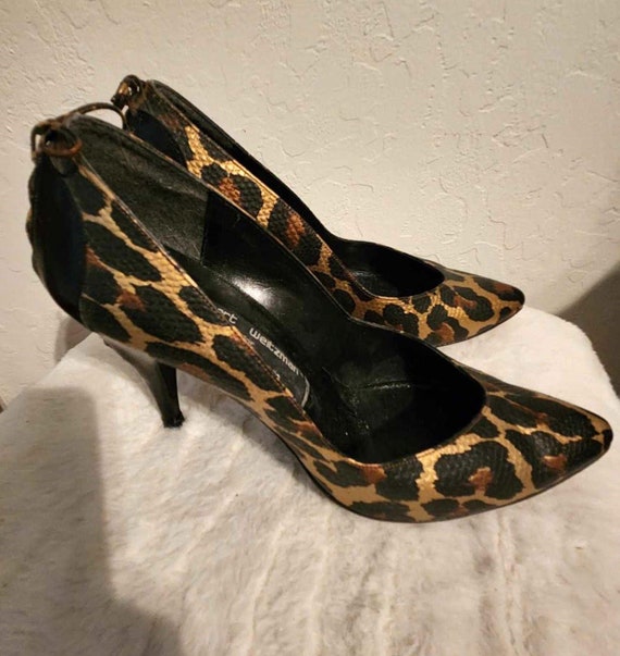 Vintage Stuart Weitzman Black Metallic Gold Leopa… - image 4