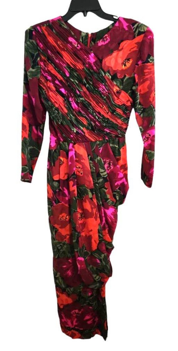 Vintage Rare 1980s Loube 100% Silk Colorful Gown S