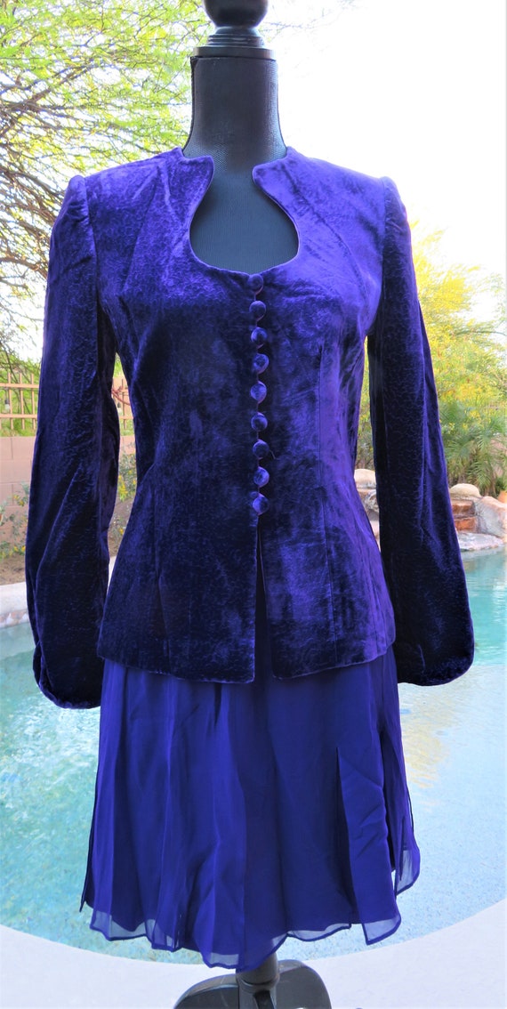 Vtg Fe Zandi Beverly Hills Purple Skirt Suit Sz 6