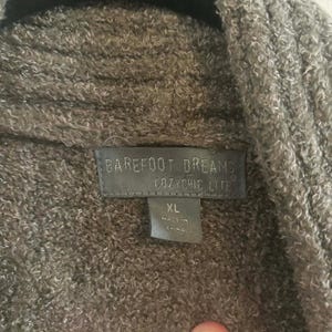 Vintage Barefoot Dreams CosyChic Lite geribbeld open vest maat XL Zakken Zijsplitten afbeelding 6