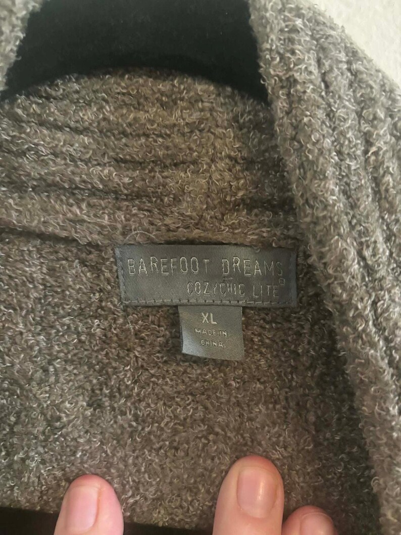 Vintage Barefoot Dreams CosyChic Lite geribbeld open vest maat XL Zakken Zijsplitten afbeelding 6