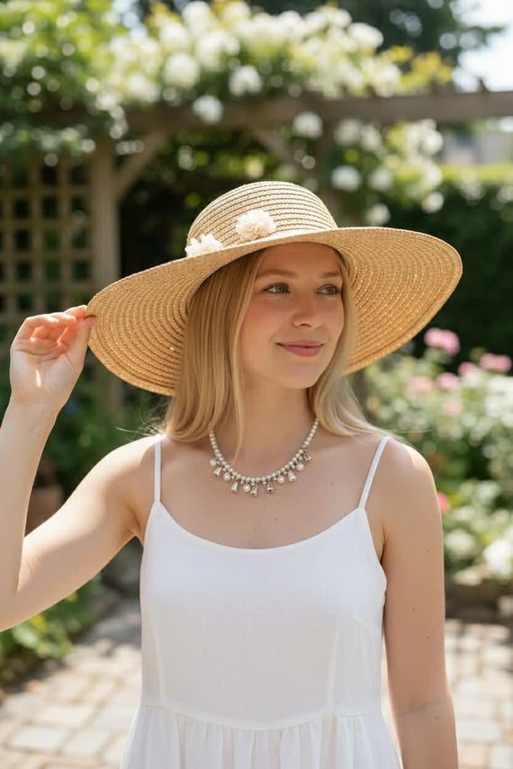 Vintage 1980s Betmar Straw Sun Hat Made in Italy Wide Brim  display picture 2