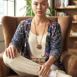 Vtg Guinevere Anthropologie Merino Wool Cardigan S Boho Patterned Open Front Sweater image 3