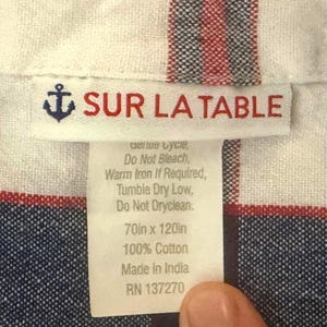 Vintage Style Sur La Table Plaid Tablecloth Red White Blue Cotton Table Linen OVERSIZED image 3