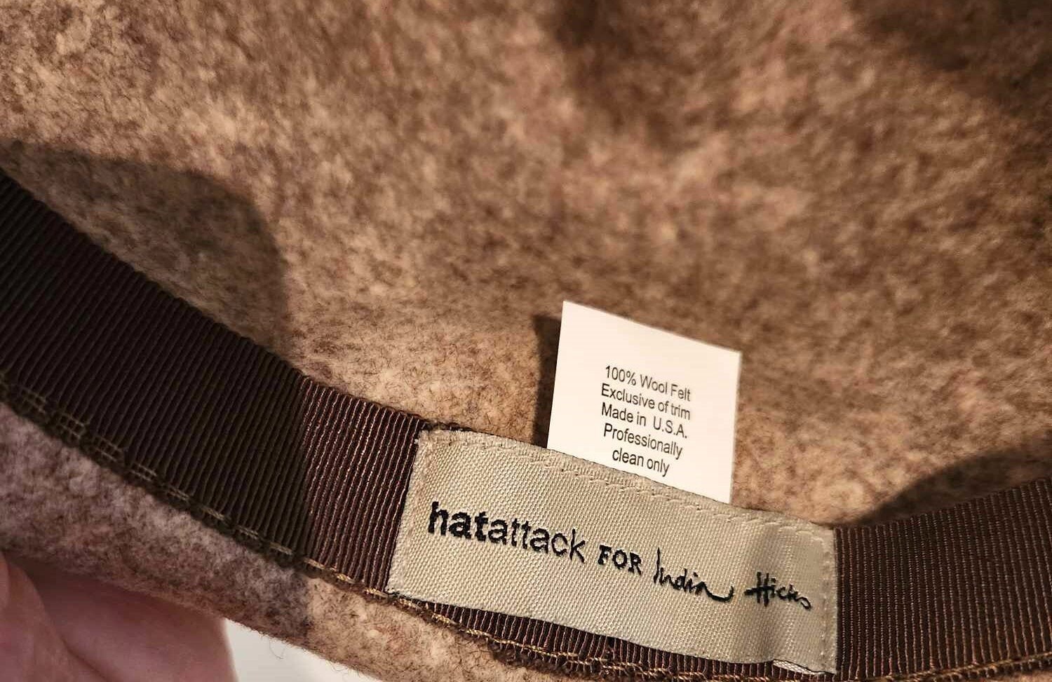 New Hatattack Hat for India Hicks 100% Wool Soft Brown w/Grosgrain Ribbon Trim Fedora Women main image 4