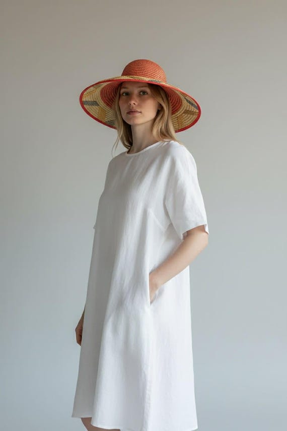 Vintage 80s Liz Claiborne Wide Brim Straw Hat Classic Summer  display picture 1