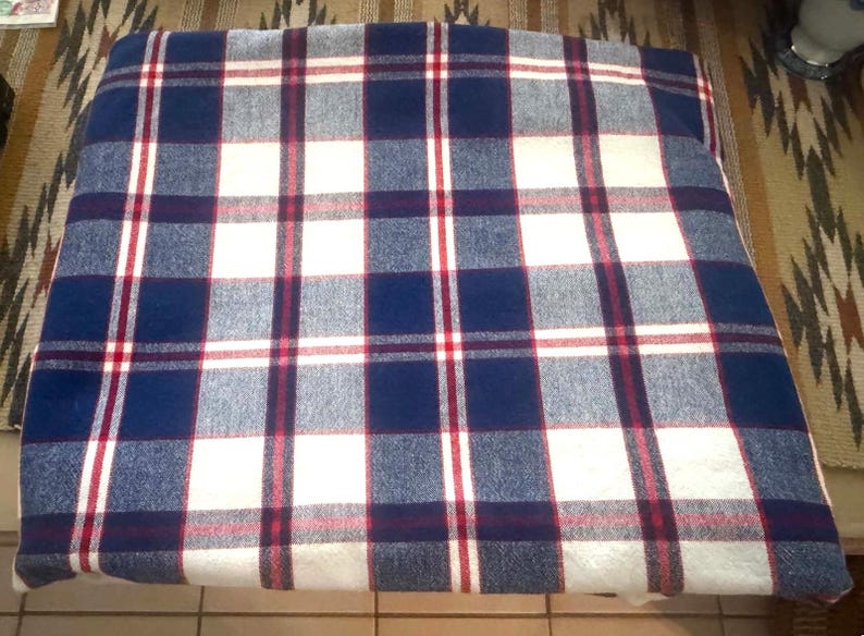 Vintage Style Sur La Table Plaid Tablecloth Red White Blue Cotton Table Linen OVERSIZED image 2