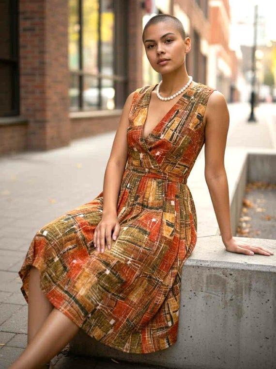 fitted lace wedding dress Retro Print Tank Dress for Girls main image 0