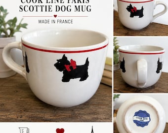Vtg Cook Line Paris Scottie Dog Mug French Stoneware Scottish Terrier Coffee Cup