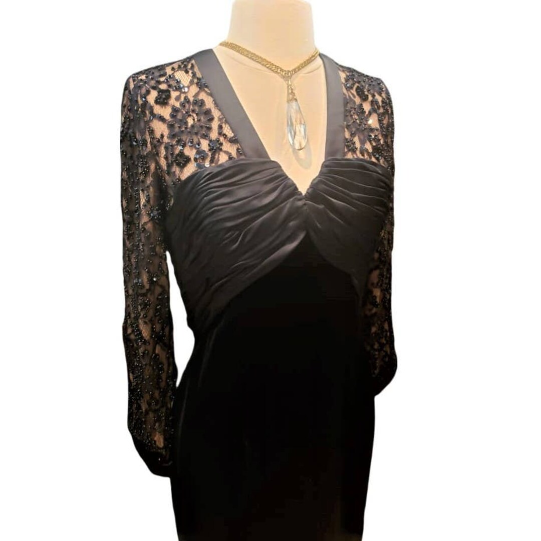 Veste/Robolettre 'Blacktie' Oleg Cassini - Soie Perlée Marron/or/noir - Taille S - Occasion Très Bon état