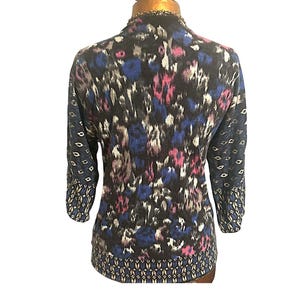 Vtg Guinevere Anthropologie Merino Wool Cardigan S Boho Patterned Open Front Sweater image 5