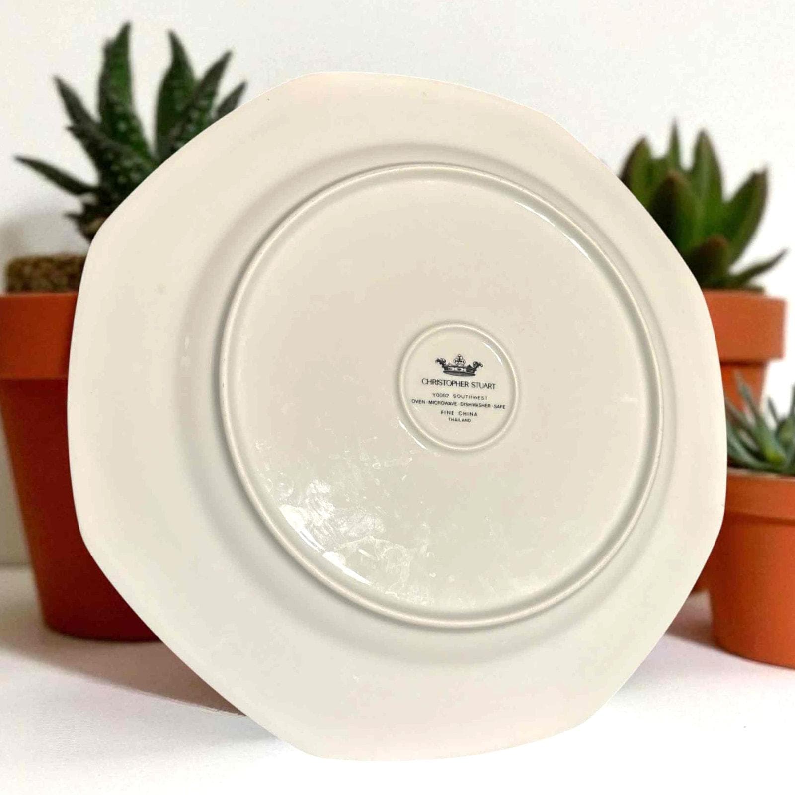 Christopher Stuart Y0002 Southwest Fine China Hexagonal White Blue