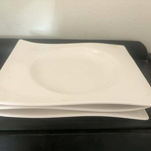 Villeroy & Boch NewWave Square Porcelain Plates Set 3 White Germany