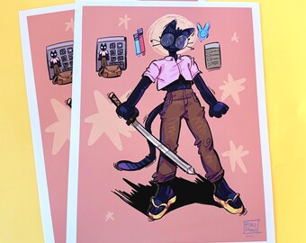 This Cat's Ready to Game | Original Art Print