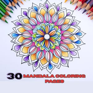Easy Mandala Coloring Pages for Adults, Kids – Printable Relaxing Mandala Art for Stress Relief & Mindfulness – Instant Download