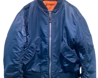 Vintage Alpha industries Ma-1 Bomber Jacket Navy Blue Made Usa