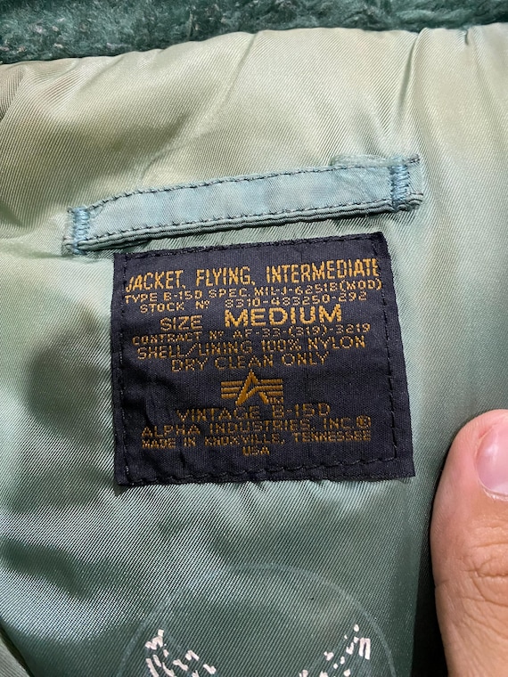 Vintage Alpha Industries B-15 D USAF Ma-1 Bomber Jacket Made Usa