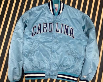 VTG UNC North Carolina Tar Heels Satin Bomber Jacket