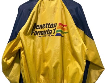 Kurtka typu bomber w kultowym kolorze Formuły 1 zespołu wyścigowego Benetton z lat 90.