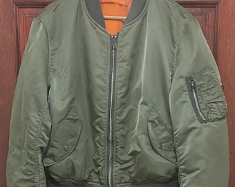 90s alpha ma-1 archive olive usa製　80s Vintage Alpha Industries Ma-1 Bomber Jacket Olive Green Made Usa