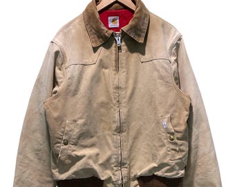 Kurtka Carhartt Santa Fe Sun Faded Duck Canvas z lat 80. w stylu vintage, sprana