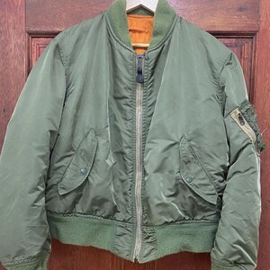 Vintage 80s Alpha Industries Ma-1 Bomber Jacket Olive Green Made