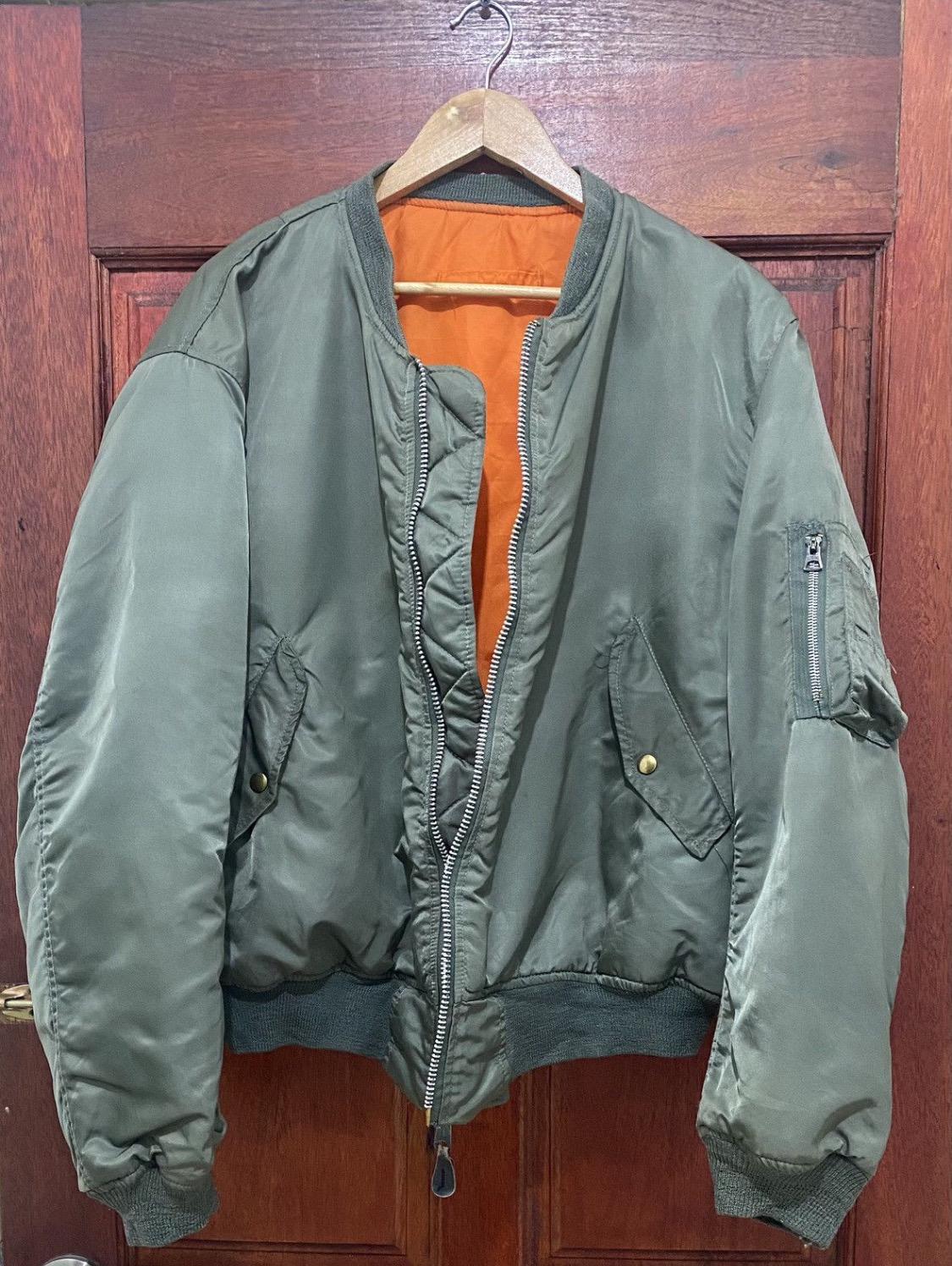Vintage Alpha Industries Ma-1 Bomber Jacket Olive Green Made Usa