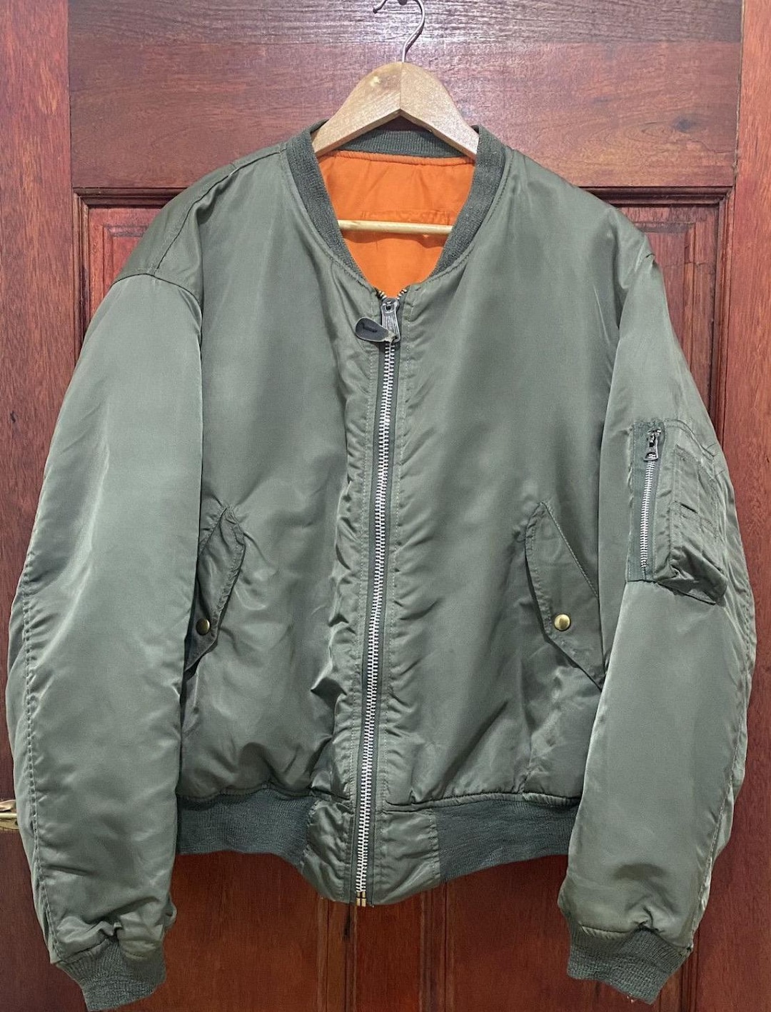 Vintage Alpha Industries Ma-1 Bomber Jacket Olive Green Made Usa
