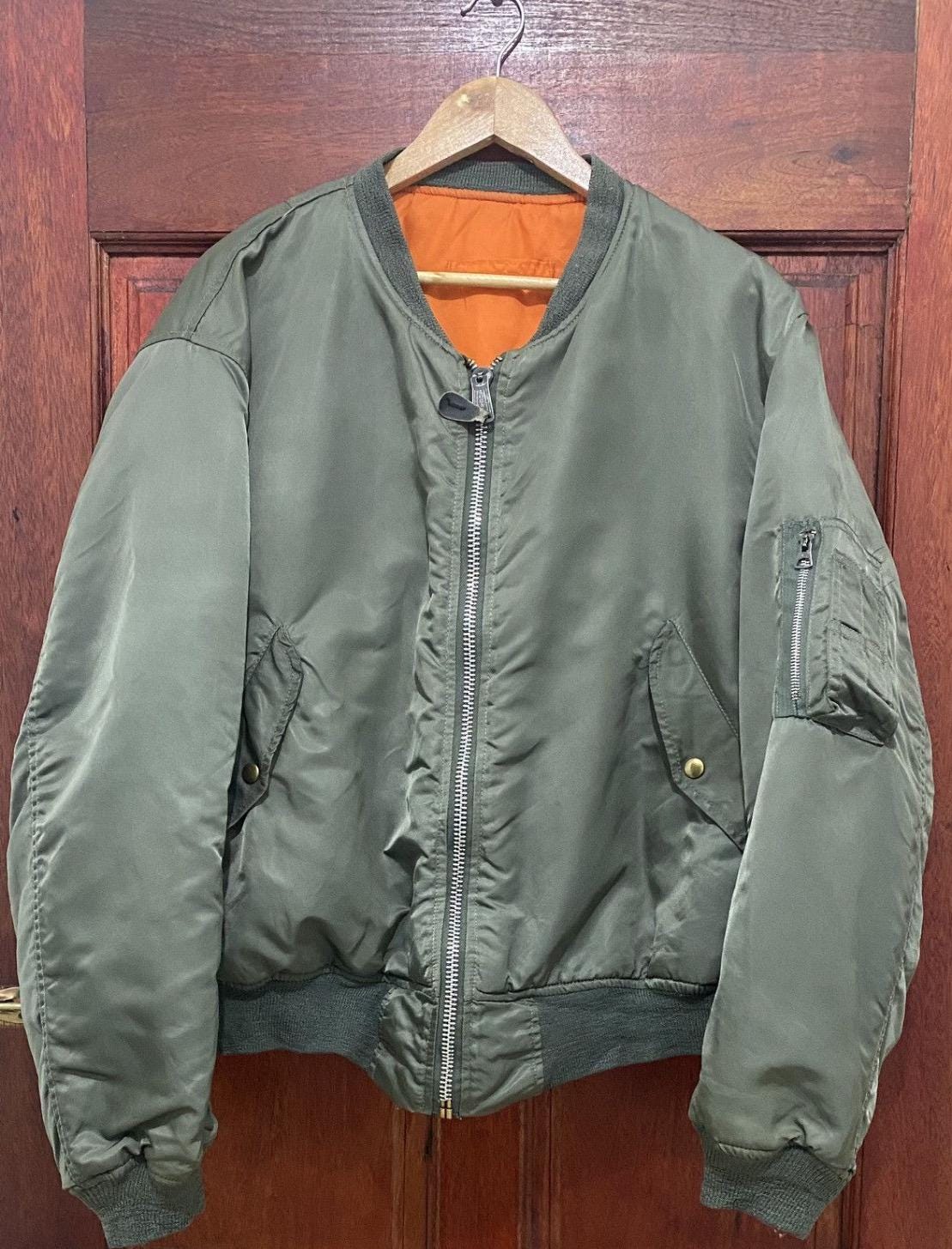 Vintage Alpha Industries Ma-1 Bomber Jacket Olive Green Made Usa