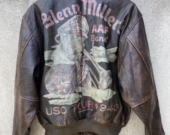 ジャケット・アウター vintage leather jacket us military Mens US WW2 Flight Aviator Air Force Pilot Leather Bomber