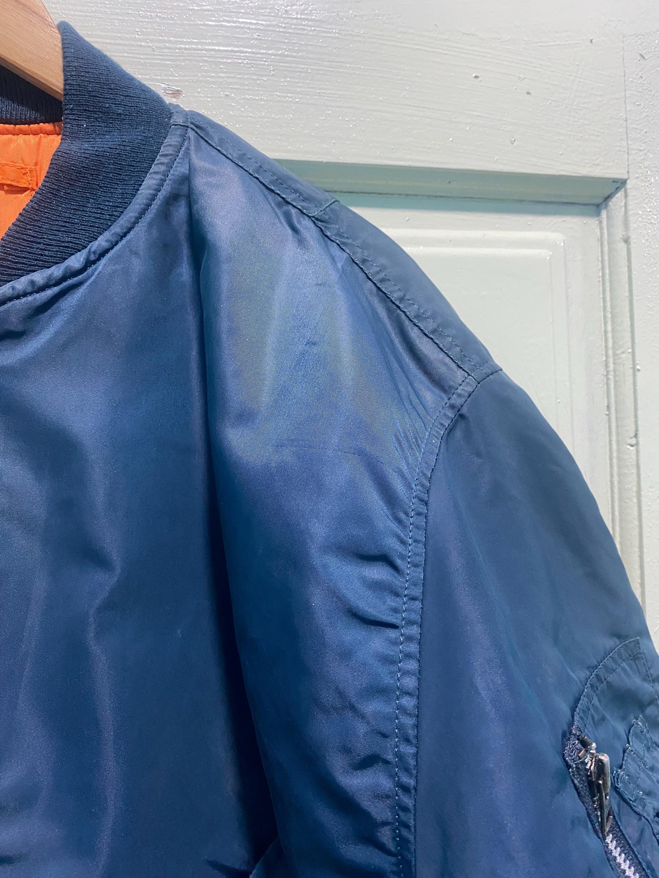 Vintage Alpha Industries Ma-1 Bomber Jacket Navy Blue Made Usa - Etsy