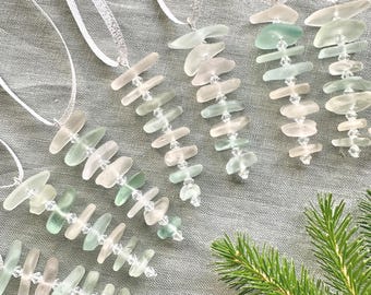 Sea Glass Christmas Tree Decoration: Scottish Handmade Icicle Beach Glass Ornament