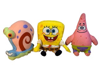 VTG 2001 Mattel SpongeBob Patrick Gary Plush Set Nickelodeon Rare Y2K Beanbag