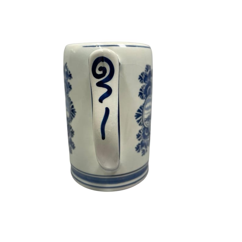 VTG Heineken Beer Mug Hand Painted Delft Blue Windmill Cup Holland Pottery image 3