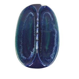 VTG MCM Drip Glaze Ashtray Blue Green USA Pottery Large Oval Hull McCoy Style