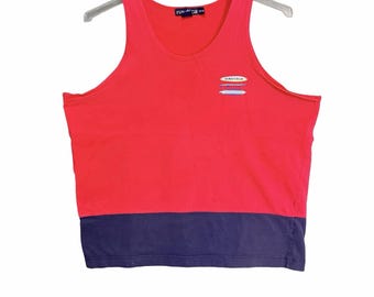 Vintage 90er Jahre Nautica Baumwoll Tank Top XL – Made in Hong Kong Logo Rückseite