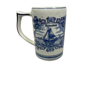 VTG Heineken Beer Mug Hand Painted Delft Blue Windmill Cup Holland Pottery image 10