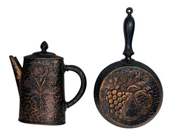 Vintage 1972 HOMCO Coffee Pot & Skillet Wall Decor Set