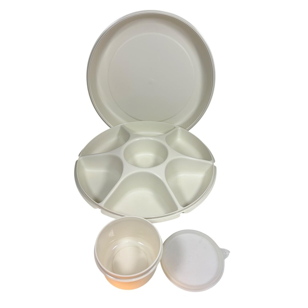 Tupperware Center TUPPERWARE Serving Center 6-part Divided Party Veggie Snack & Dip Tray ...