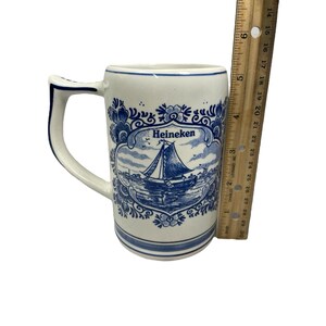 VTG Heineken Beer Mug Hand Painted Delft Blue Windmill Cup Holland Pottery image 13