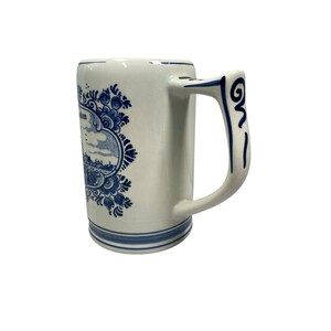 VTG Heineken Beer Mug Hand Painted Delft Blue Windmill Cup Holland Pottery image 4
